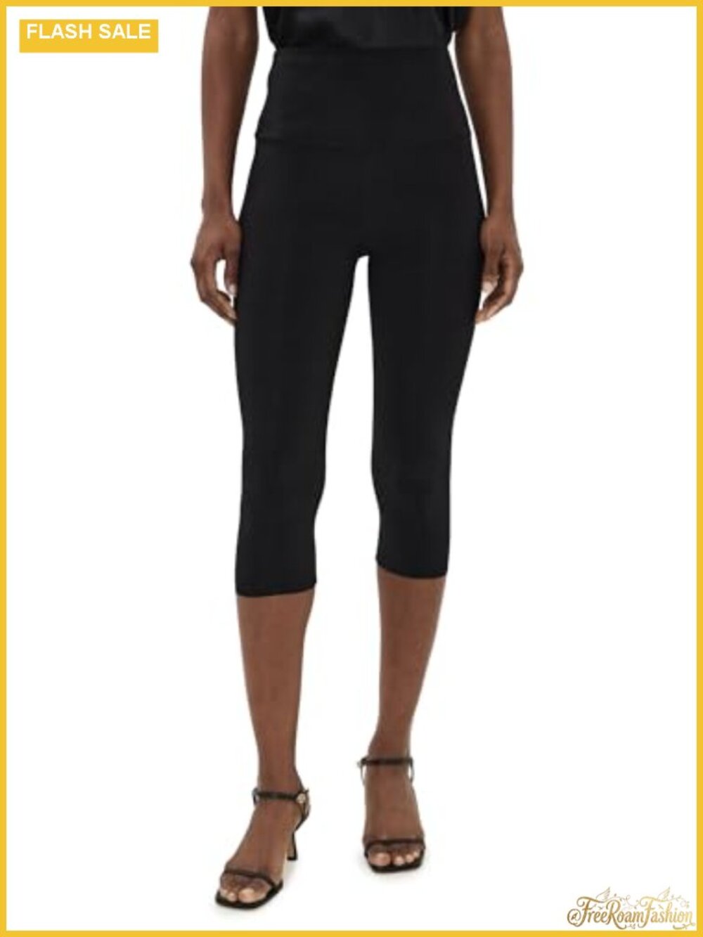 High Rise Slimming Capri Leggings Lightweight Stretch Pull-On